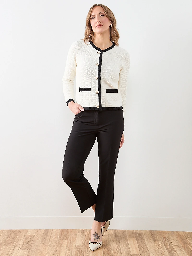 Long Sleeve Tipped Sweater Jacket
