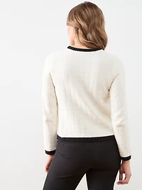 Long Sleeve Tipped Sweater Jacket
