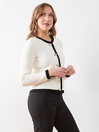 Long Sleeve Tipped Sweater Jacket