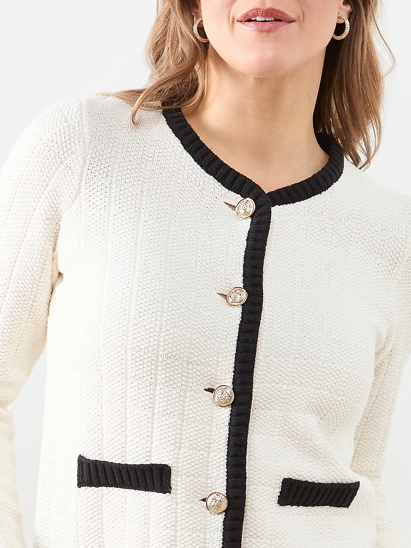 Long Sleeve Tipped Sweater Jacket