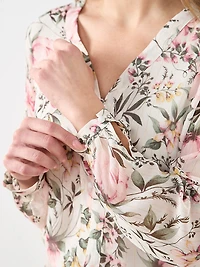 Long Sleeve V-Neck Button Blouse