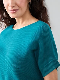 Petite Short Sleeve Boatneck Rib Sweater