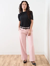 Petite Elbow Sleeve Gathered Neck Top