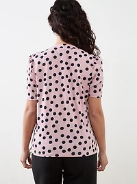 Petite Elbow Sleeved Gathered Neck Top