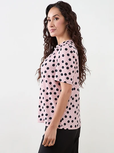 Petite Elbow Sleeved Gathered Neck Top