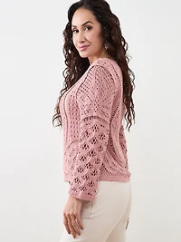 Petite Long Sleeve Crochet Top