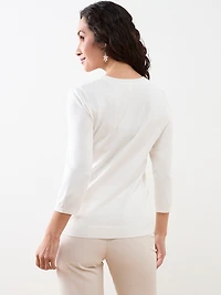 Petite Long Sleeve Floral Sweater