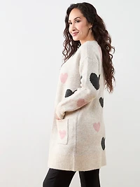 Petite Long Sleeve Heart Cardigan