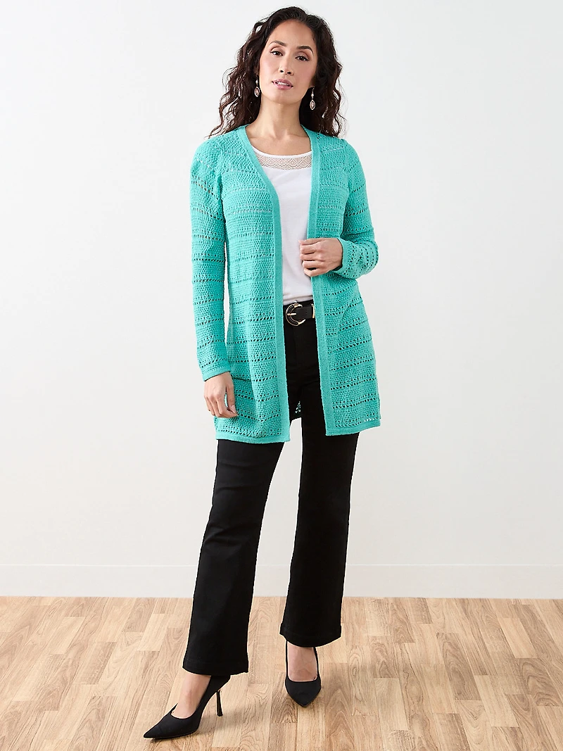Petite Long Sleeve Open Stitch Cardigan