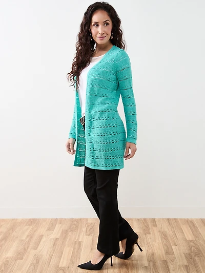 Petite Long Sleeve Open Stitch Cardigan
