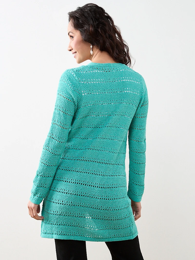 Petite Long Sleeve Open Stitch Cardigan