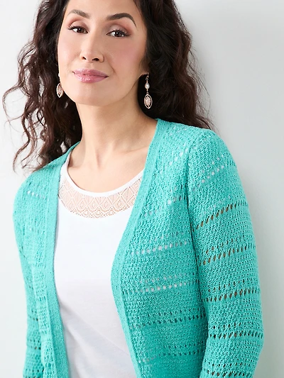 Petite Long Sleeve Open Stitch Cardigan