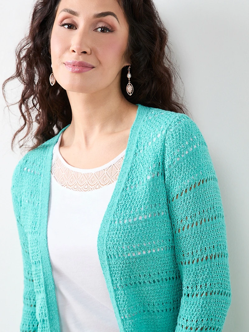 Petite Long Sleeve Open Stitch Cardigan