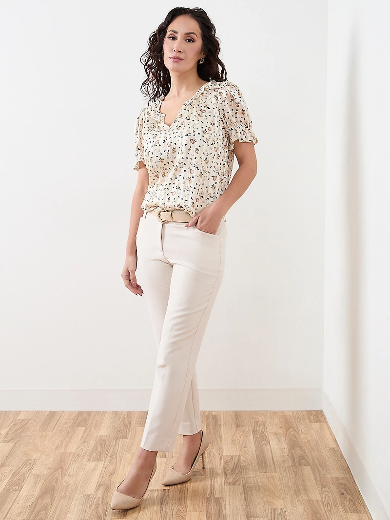 Petite Ruffle and Bubble Hem Blouse