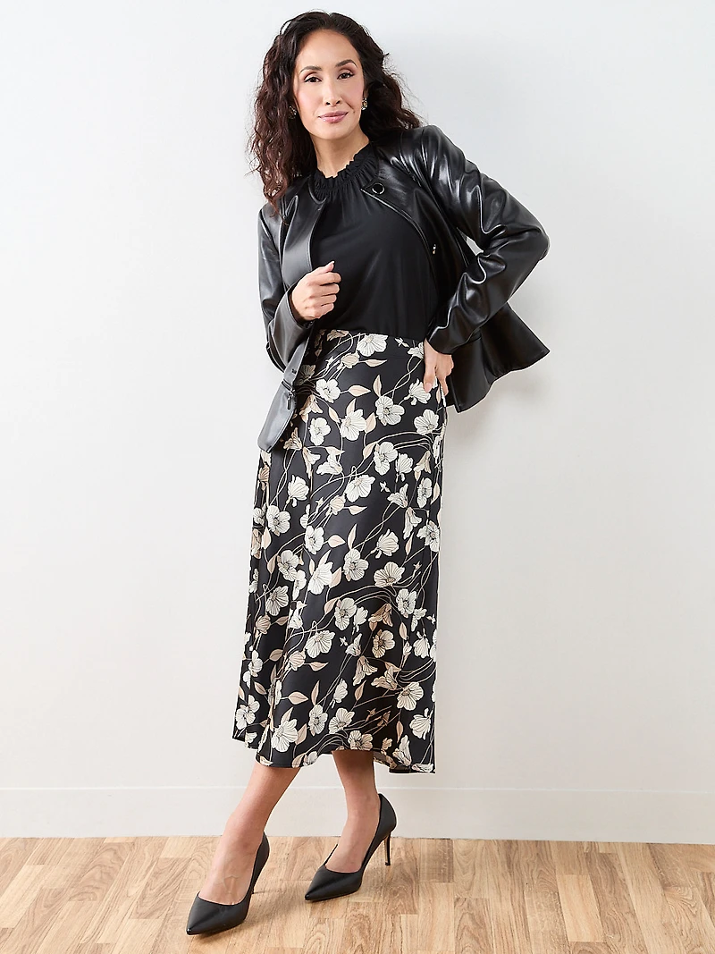 Petite Satin Bias Cut Midi Skirt