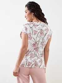 Petite Short Sleeve Cuff Boat Neck Tee in