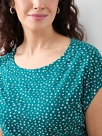 Petite Short Sleeve Cuff Boatneck Tee