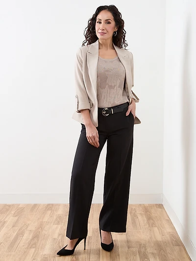 Petite Short Sleeve Mesh Pattern Sweater