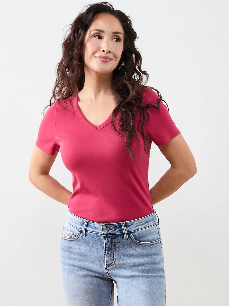 Petite Short Sleeve V-Neck Tee