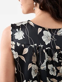 Petite Sleeveless V-Neck Button Front Blouse