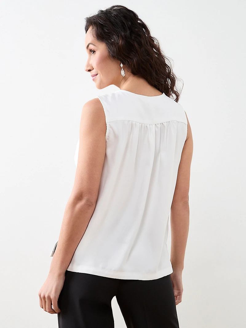 Petite Sleeveless V-Neck Button-Front Blouse