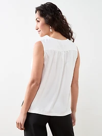 Petite Sleeveless V-Neck Button-Front Blouse