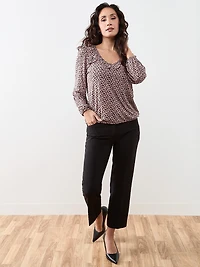 Petite V-Neck Ruffle Bubble Hem Top