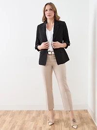 Roll Cuff Button Blazer in Black
