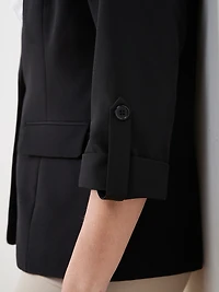 Roll Cuff Button Blazer in Black