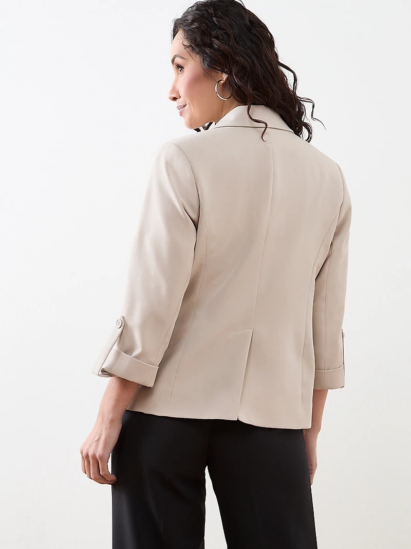 Roll Cuff Button Blazer in Mushroom