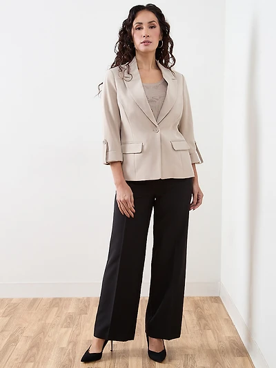 Roll Cuff Button Blazer in Mushroom