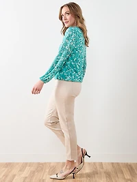 Ruffled V-Neck Bubble Hem Top