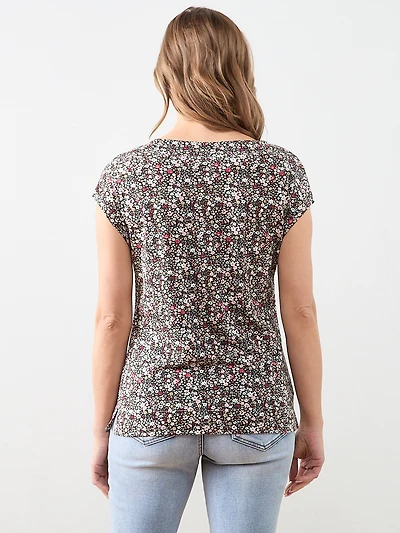 Short Sleeve Cuff Boat Neck Tee in