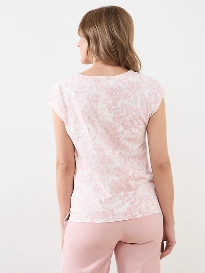 Short Sleeve Cuff Boat Neck Tee in