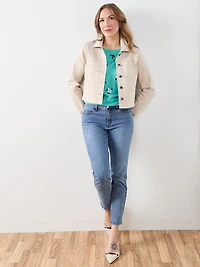 Short Sleeve Cuff Boatneck Tee