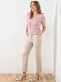 Short Sleeve Mesh Pattern Sweater