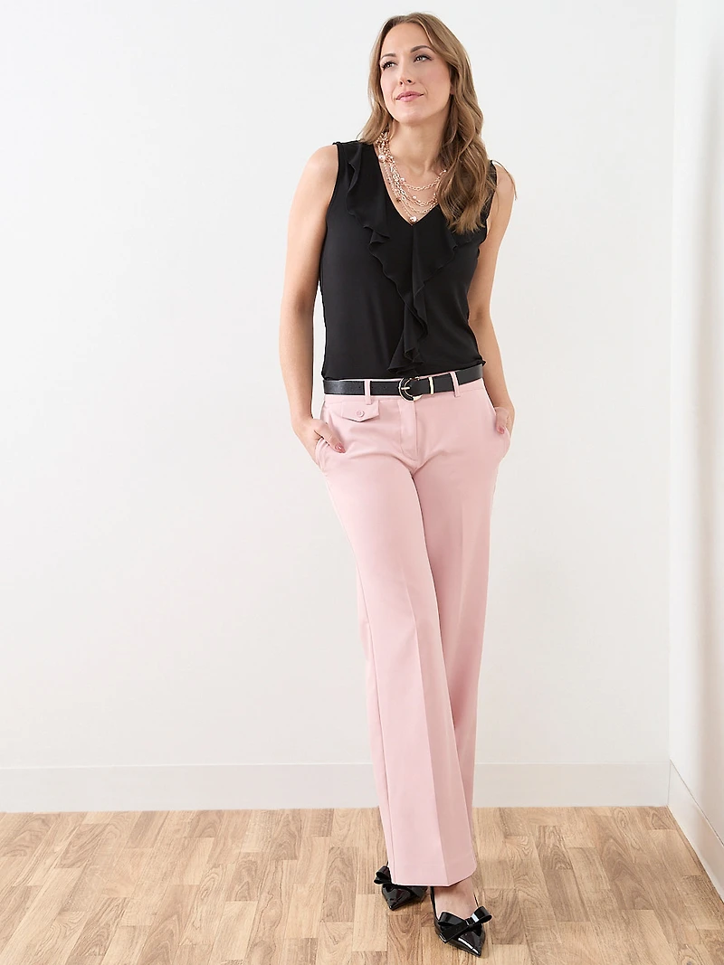 Sleeveless Soft Knit Top with Ruffles