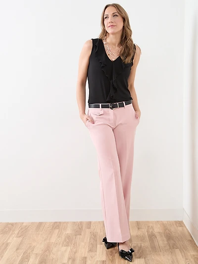 Sleeveless Soft Knit Top with Ruffles