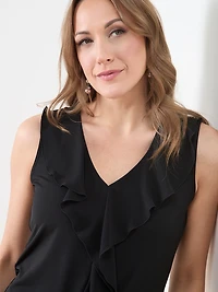 Sleeveless Soft Knit Top with Ruffles