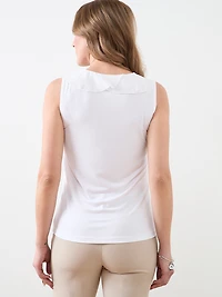 Sleeveless Soft-Knit-Top with Ruffles