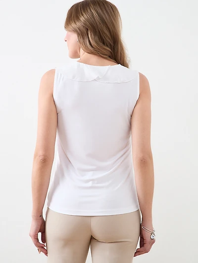 Sleeveless Soft-Knit-Top with Ruffles