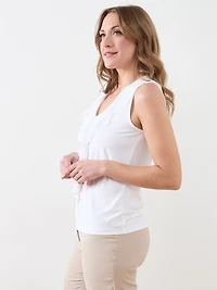Sleeveless Soft-Knit-Top with Ruffles