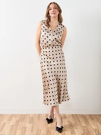 Sleeveless V-Neck Button Front Blouse