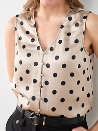 Sleeveless V-Neck Button Front Blouse