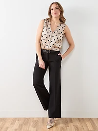 Sleeveless V-Neck Button Front Blouse