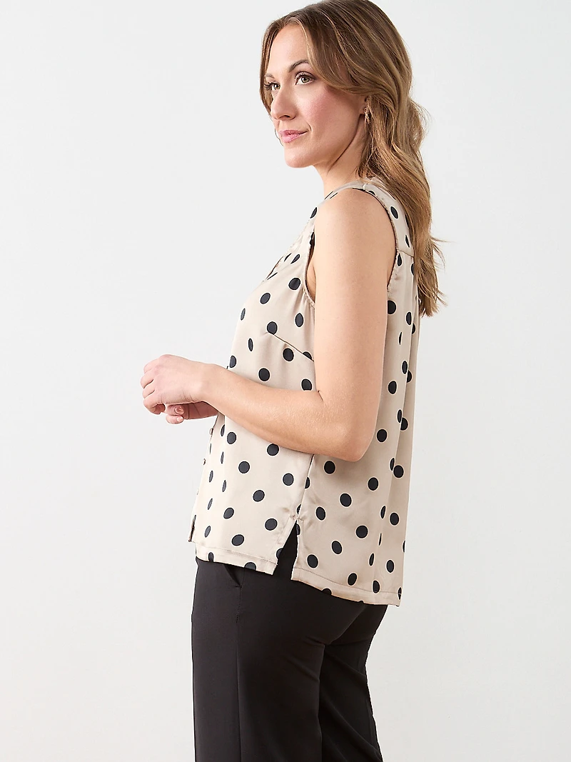 Sleeveless V-Neck Button Front Blouse