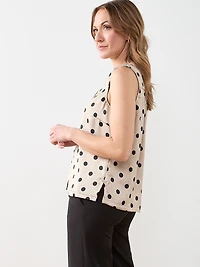 Sleeveless V-Neck Button Front Blouse