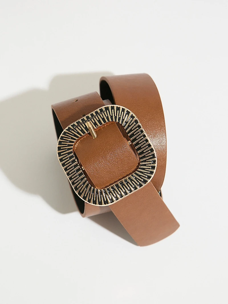 Tobacco Textured Buckle Pant Belt