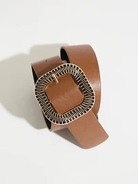 Tobacco Textured Buckle Pant Belt