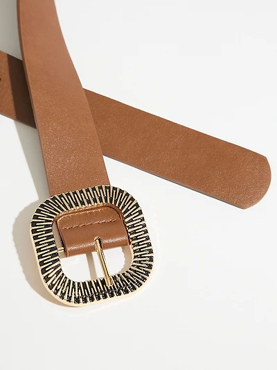 Tobacco Textured Buckle Pant Belt